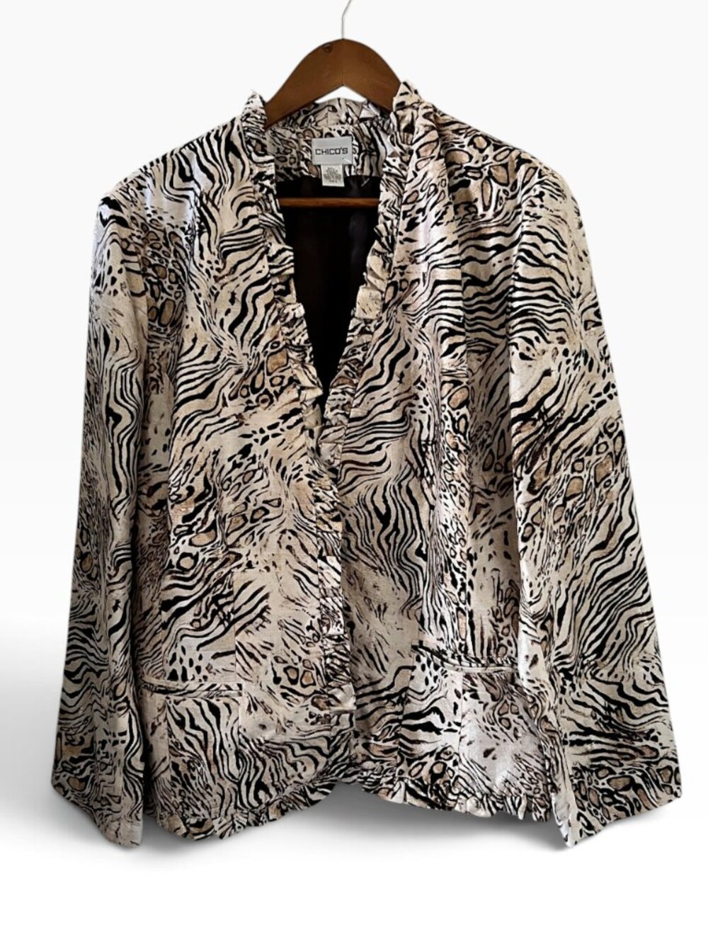 Chico's Silk Open Front Animal Print Blazer/Jacket Size 3/XL